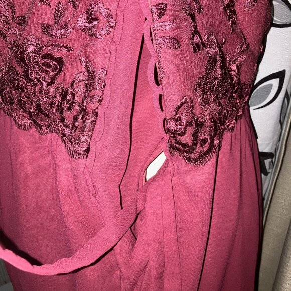 FAB FLOWY MOTHER OF THE BRIDE CHIFFON SKIRT CORSET LACED BACK DRESS GOWN MERLOT - Picture 5 of 11